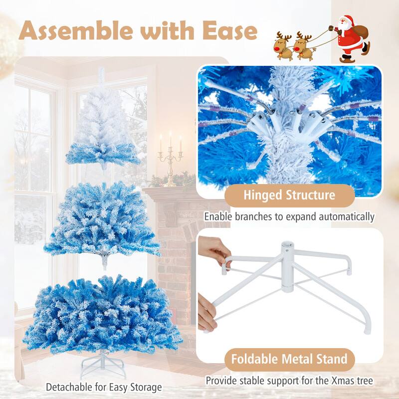 Assemble with Ease

Hinged Structure
Enable branches to expand automatically

Foldable Metal Stand
Provide stable support for the Xmas tree

Detachable for Easy Storage