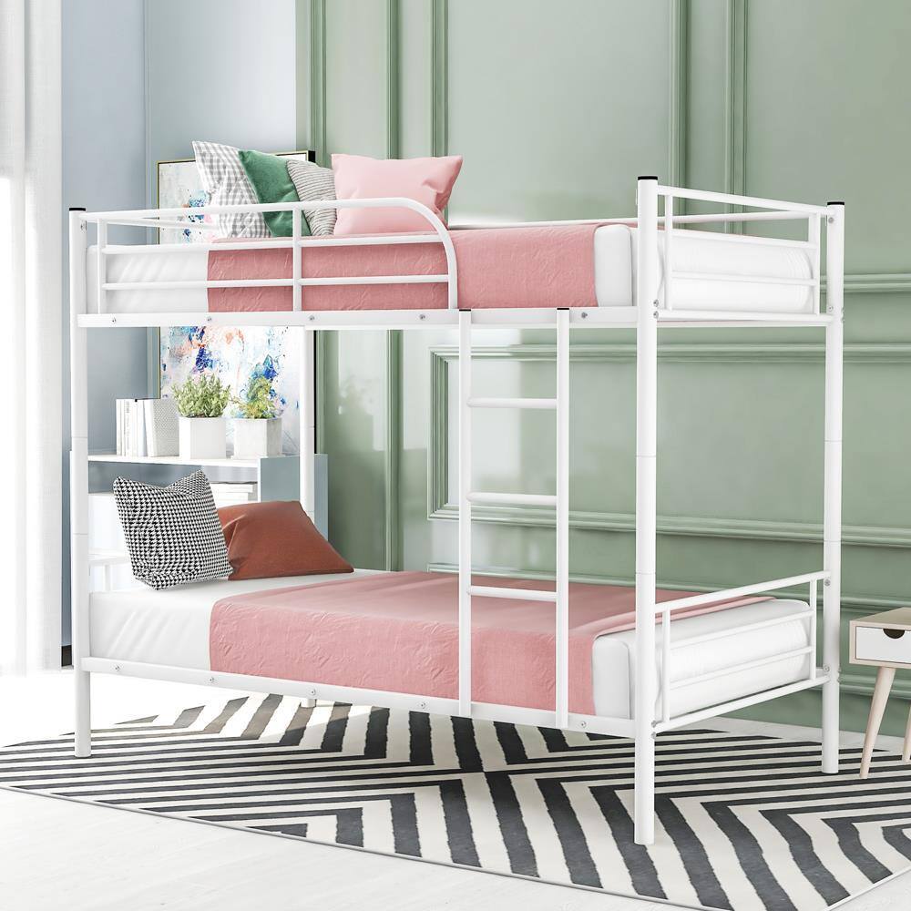 Alt View 1. Winado - 78" Modern Metal Bunk Bed Heavy Duty Twin Over Twin Size Bed Frame with Ladder for Kids Adult Children Bedroom Dorm - White.