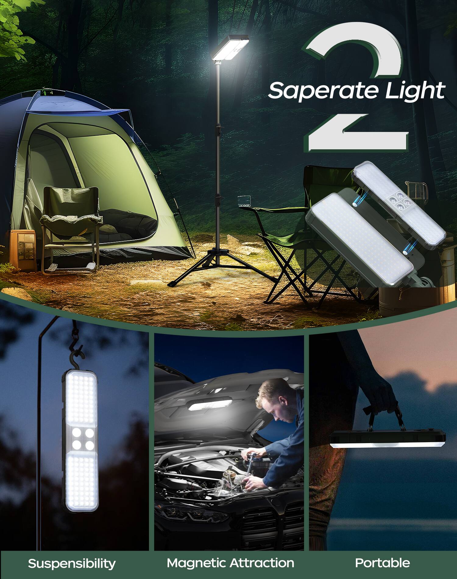 2 Separate Light

- Suspensibility
- Magnetic Attraction
- Portable