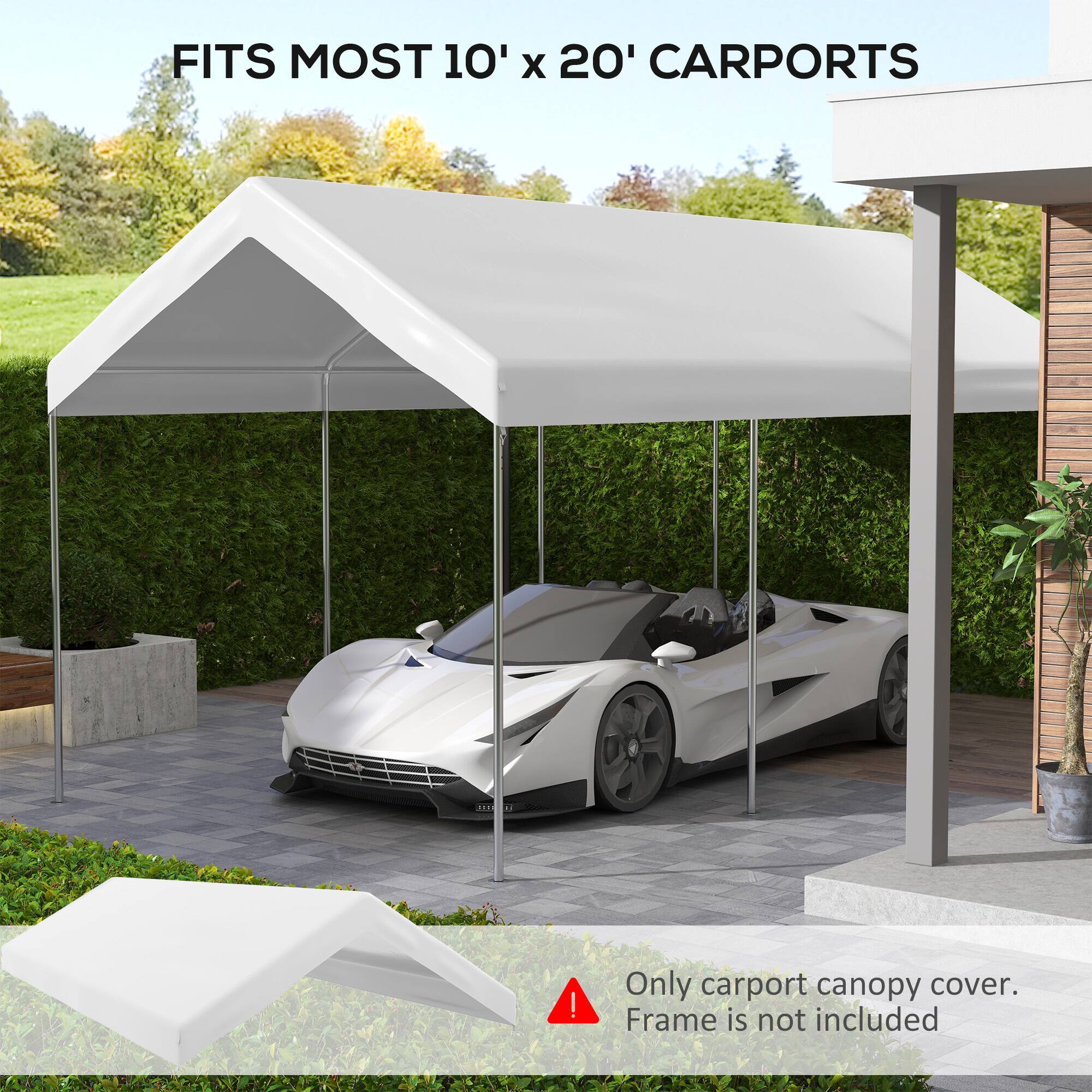 FITS MOST 10' X 20' CARPORTS

Only carport canopy cover. Frame is not included