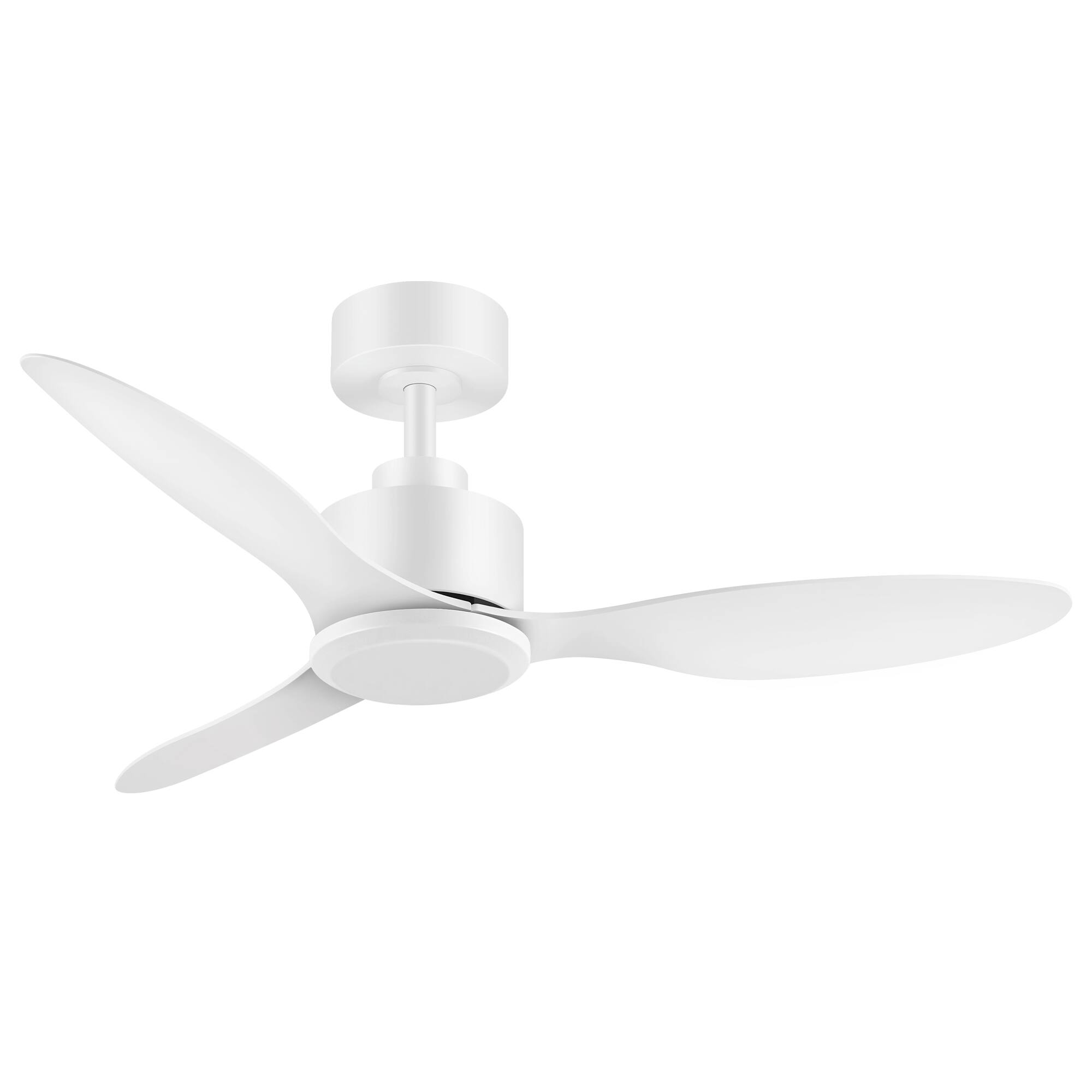 Angle. Breezary - 42" Modern Indoor Ceiling Fan, 3 ABS Blades, 6-Speed DC Motor, Remote Control, Timer, 5'' Downrod, Light/No Light Option - Muted white.
