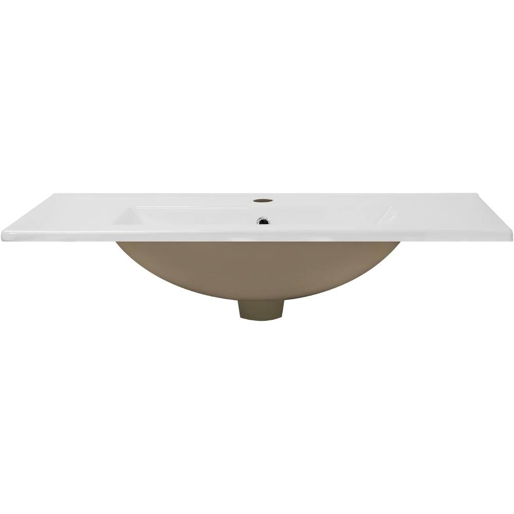 Alt View 7. Loheer - Loheer 30 inch white ceramic bathroom sink with pre-drilled faucet hole for easy installation - White.