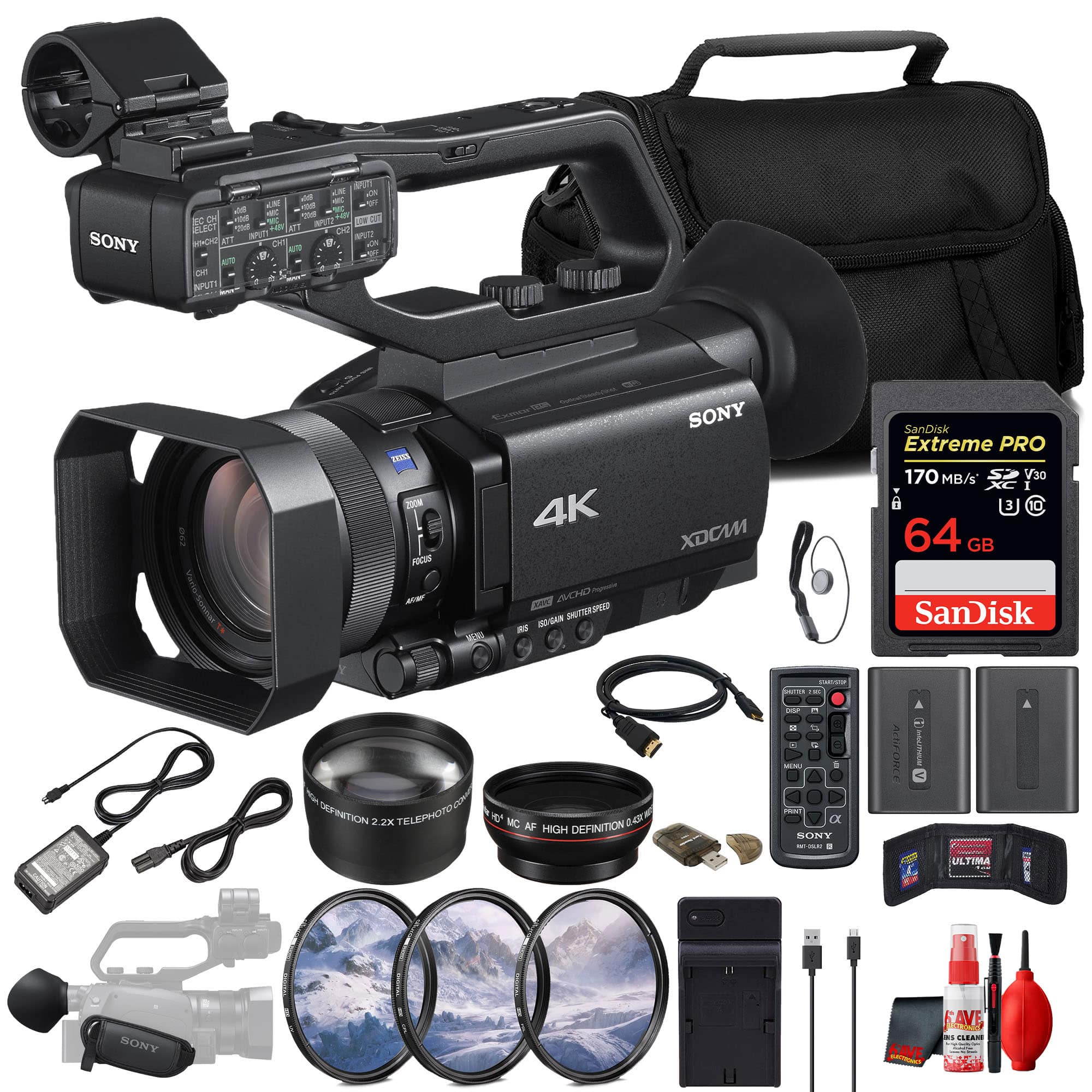 Sony - PXW-Z90V 4K HDR XDCAM Camcorder Bundle + 64GB Card + Battery + Lens Kit + Bag + Charger + Accessories