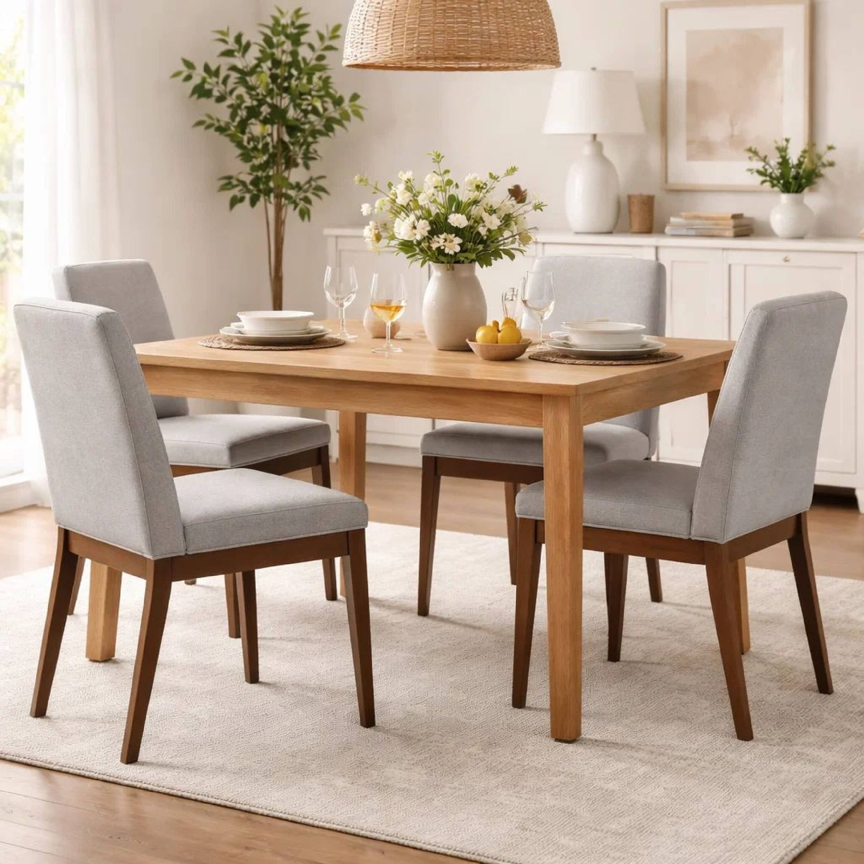 Alt View 5. Manhattan Lane - Lee Set of 2 Modern Wood Dining Chairs, Cushioned Seats, Tapered Legs, Gray - Gray.