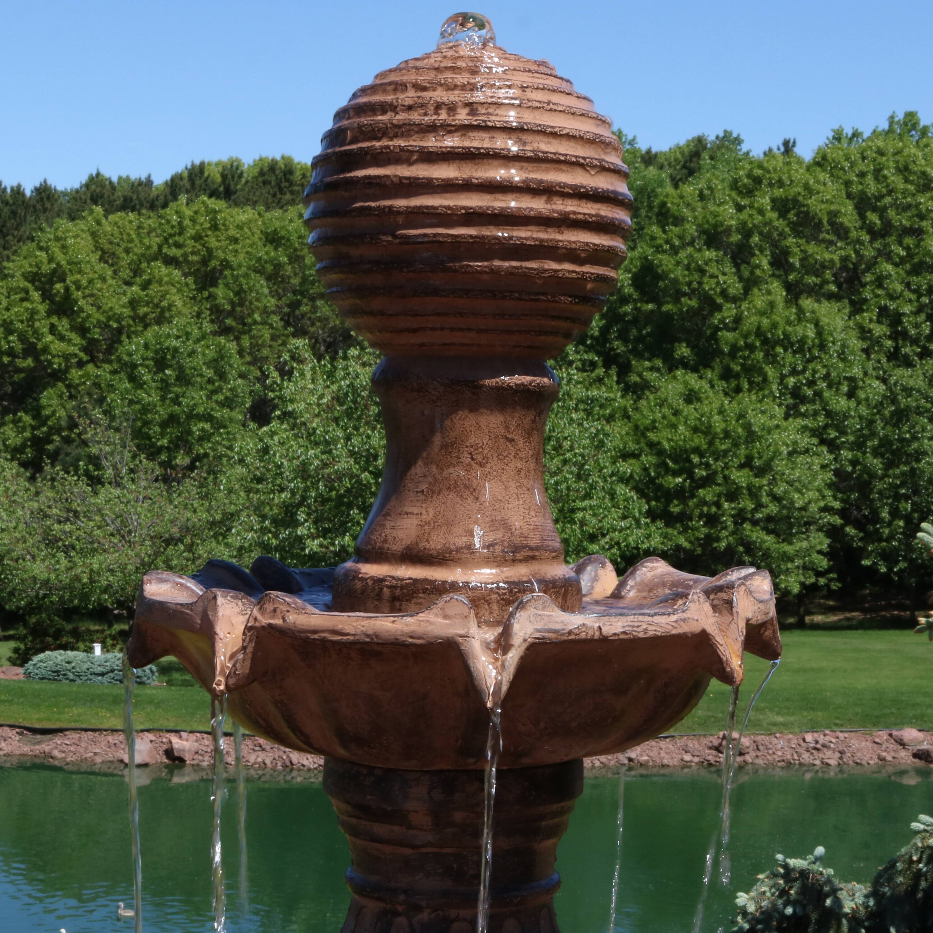 Alt View 4. Sunnydaze - Tiered Ball Resin Outdoor 4-Tier Water Fountain - Brown.