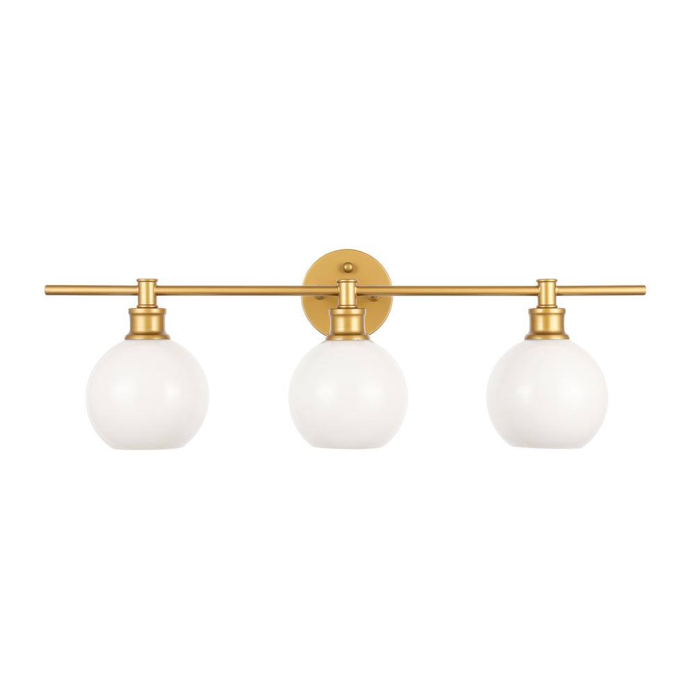 Alt View 1. Living District - Collier 3 light Brass and Frosted white glass Wall sconce - Brass And Frosted White Glass.