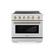 Front. ZLINE - 36 in. Wide 5 Elements Autograph 5.2 cu. ft. Paramount Freestanding Induction Range with Champagne Bronze Helix Handle - Stainless Steel.