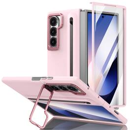 Dteck - Full-Body Protective Case for Samsung Galaxy Z Fold6 with Built-in Stylus & Screen Protector Hard Shell - Pink