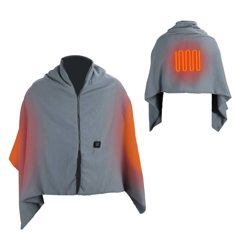 Alt View 1. Loheer - Loheer USB Heated Shawl Wearable Heating Blanket with Zipper 71x24in - Grey.