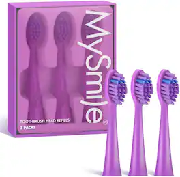 MySmile - DY156 Electric Toothbrush Replacement Heads (3 Pack) - Purple