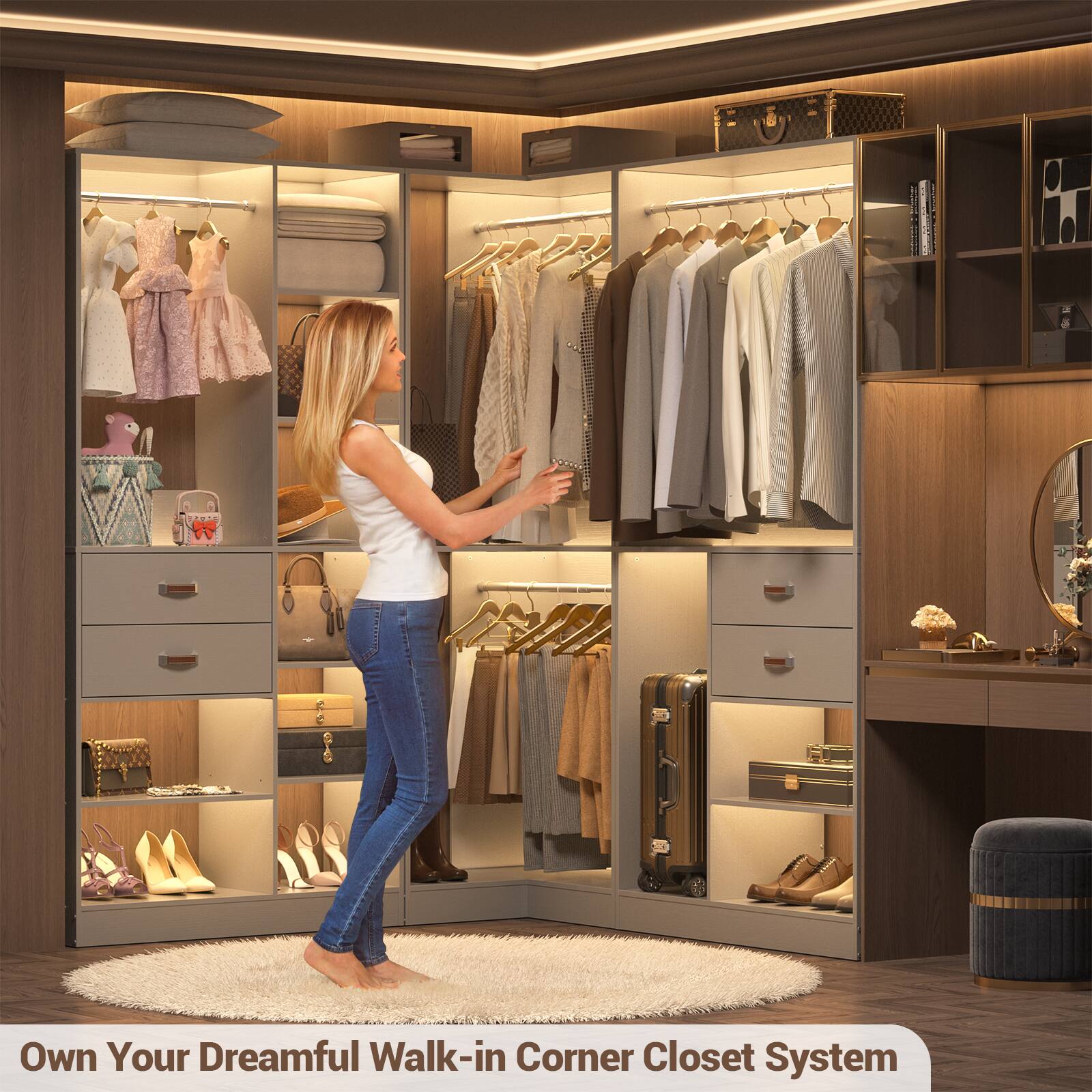 Own Your Dreamful Walk-in Corner Closet System