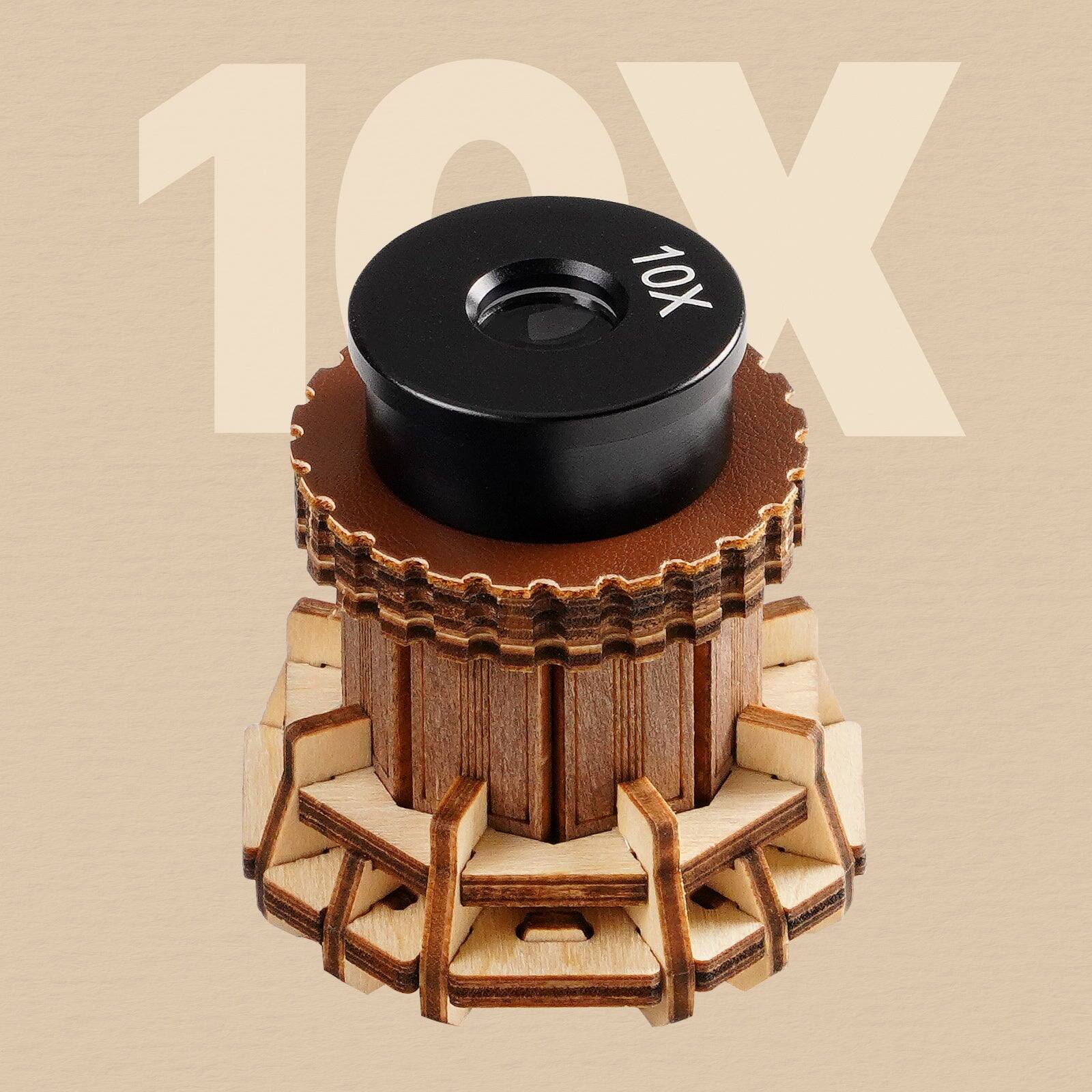 Alt View 7. Robotime - ROKR Wooden 3D Puzzle Building Kit, Real Optical Microscope with 40X-400X Magnification ST005.
