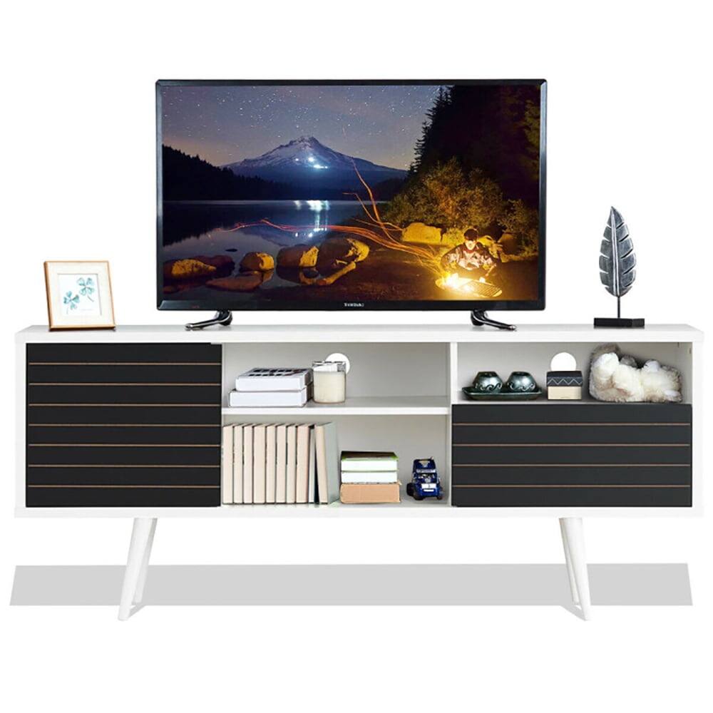 Alt View 1. Kadyn - Entertainment Centers,TV Stands,Mid-Century Modern TV Stand for TVs up to 65 Inch with Storage Shelves - Black.