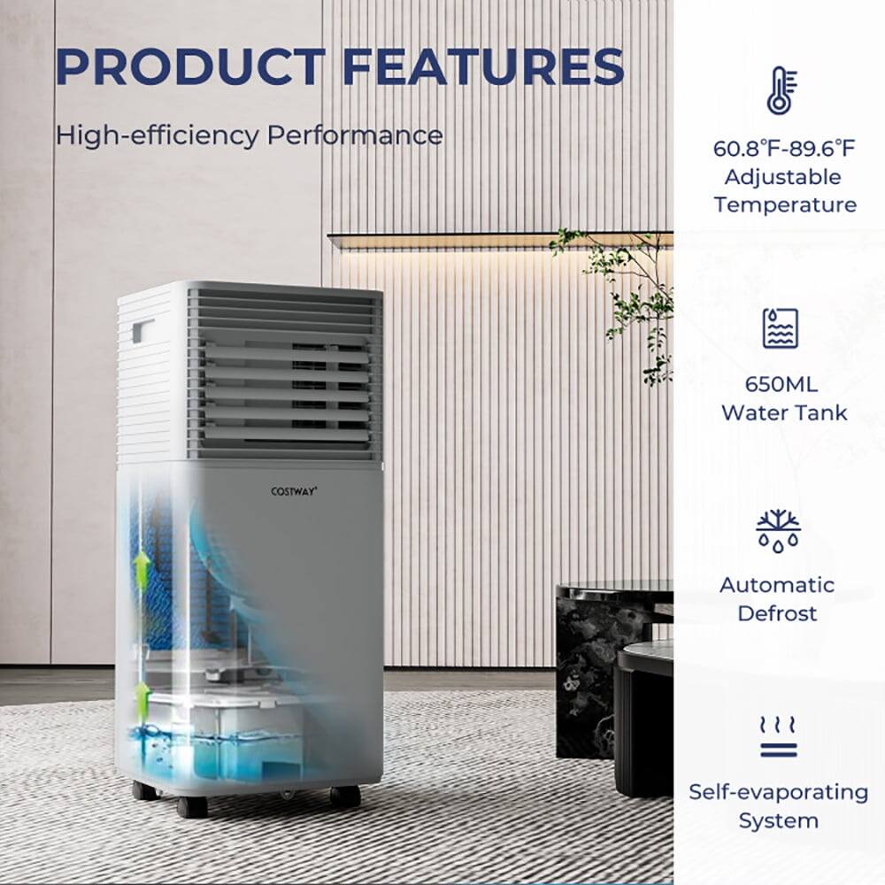 PRODUCT FEATURES

- High-efficiency Performance
- 60.8°F-89.6°F Adjustable Temperature
- 650ML Water Tank
- Automatic Defrost
- Self-evaporating System