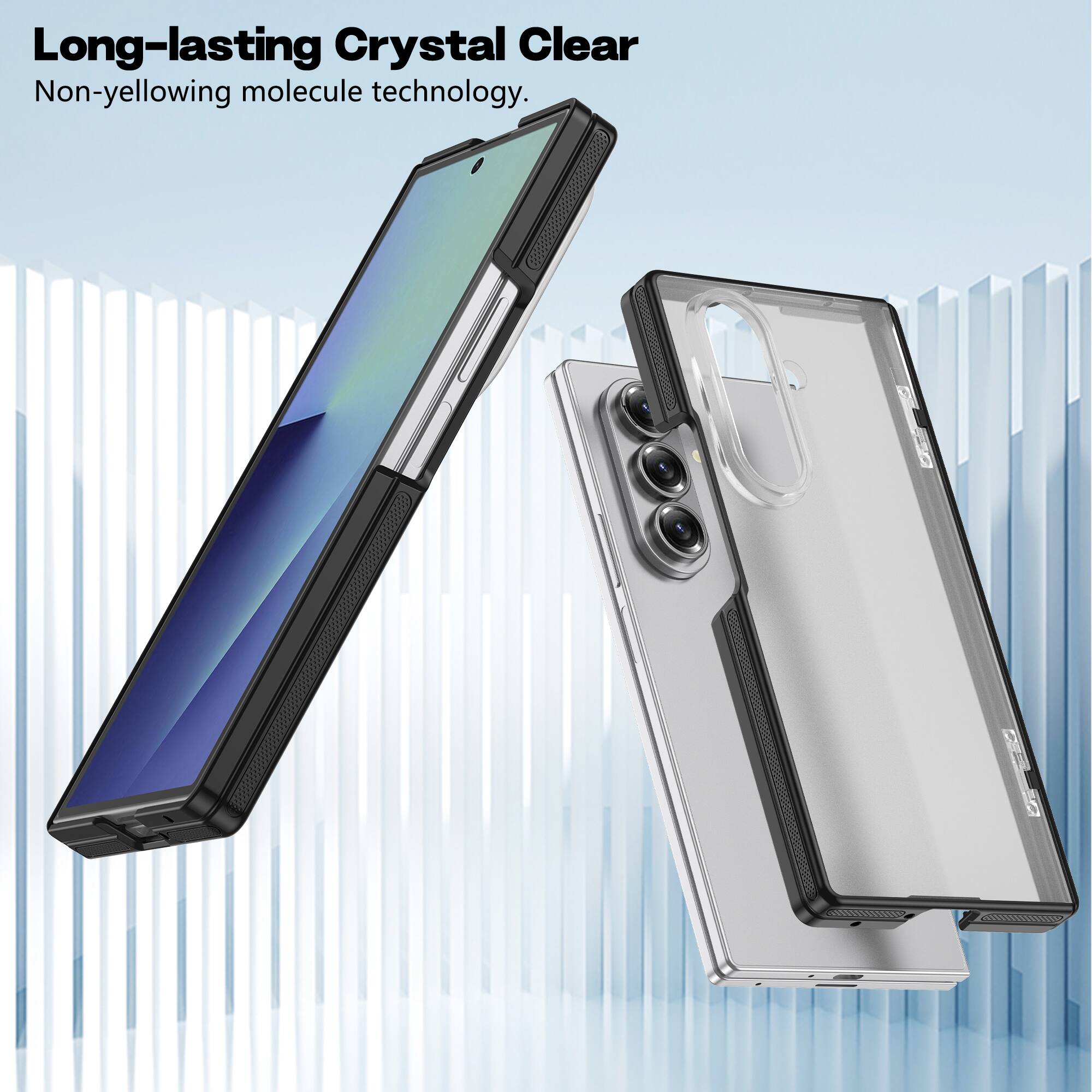 Long-lasting Crystal Clear  
Non-yellowing molecule technology.