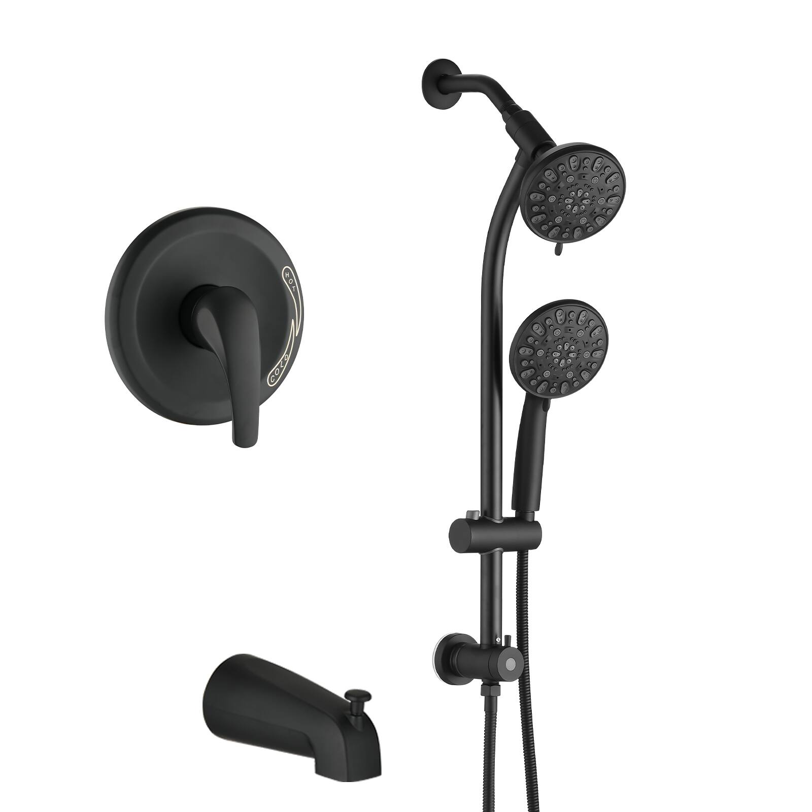 Alt View 1. Akoasm - Matte Black Shower Combo: Tool-Free 7-Spray Dual System with 48 Settings & Complete All-in-One Kit - Matte Black.