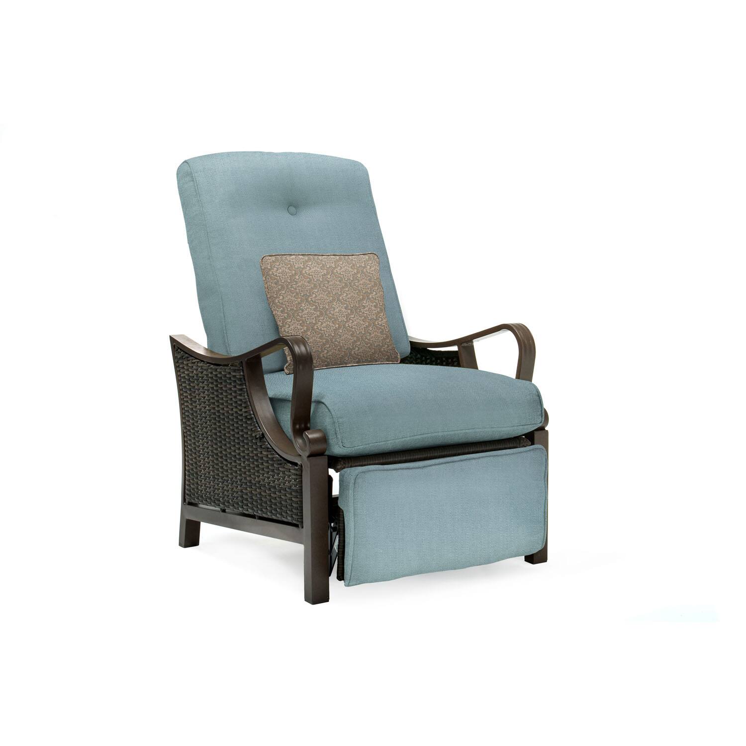 Front. Hanover - Ventura Outdoor Luxury Recliner - Brown/Ocean Blue.