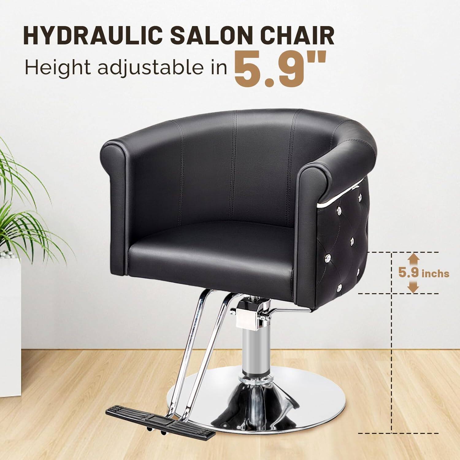 HYDRAULIC SALON CHAIR  
Height adjustable in 5.9"