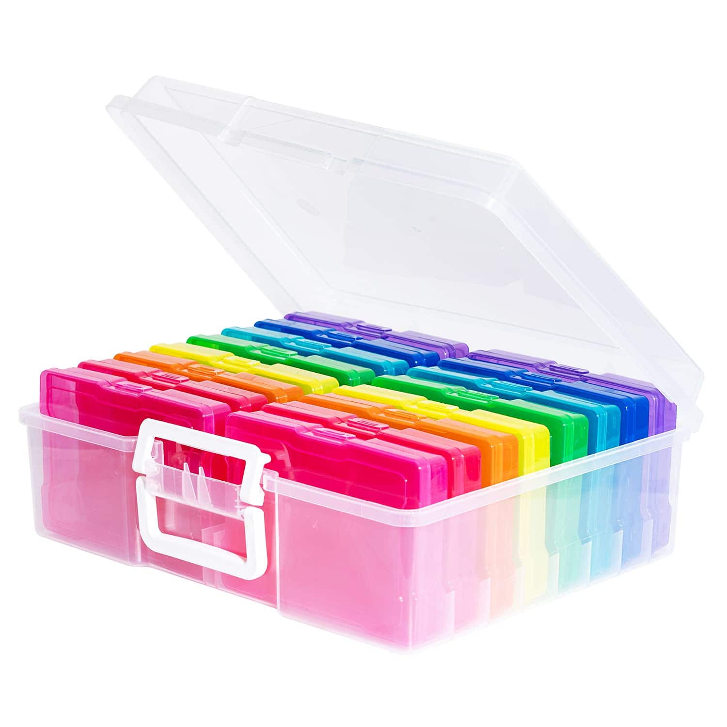 HM 1810 - novelinks 4 x 6 Photo Cases Craft Keeper Handle 16 Inner Cases Storage Container Box - multicolored
