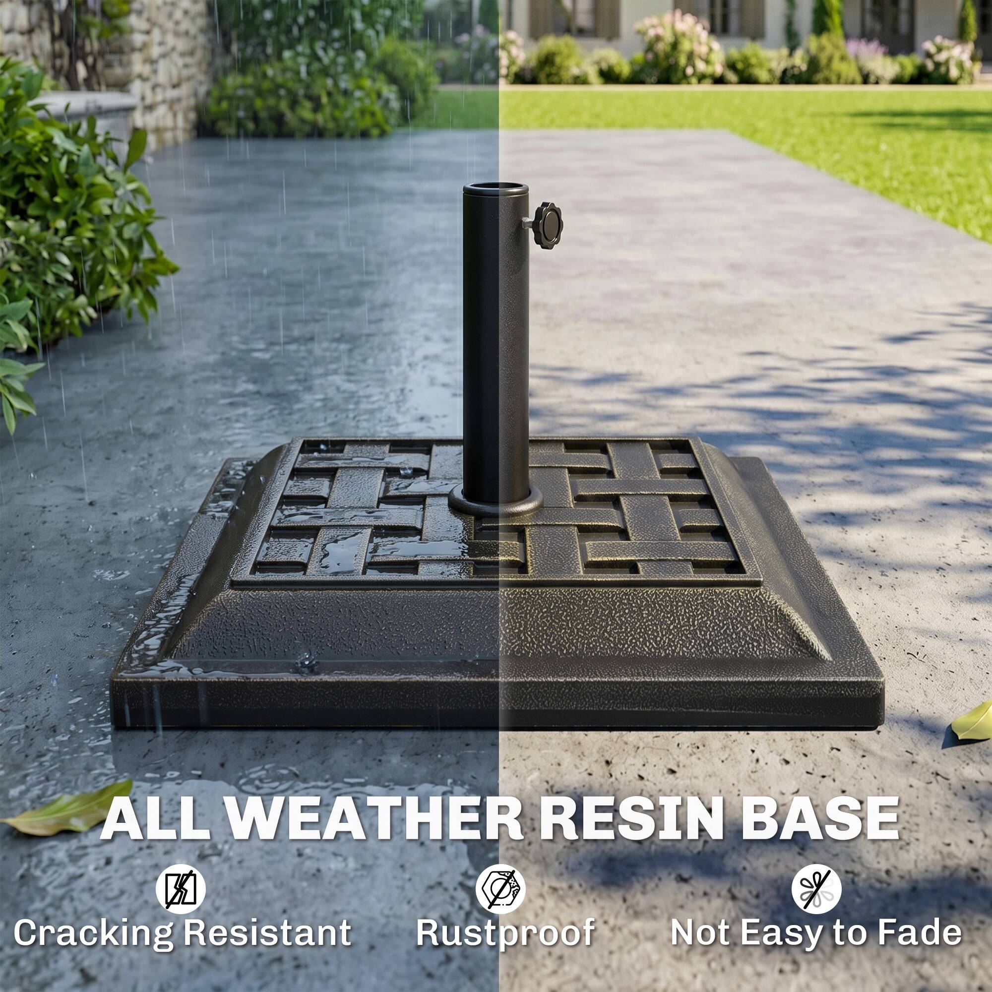 ALL WEATHER RESIN BASE  
Cracking Resistant  
Rustproof  
Not Easy to Fade
