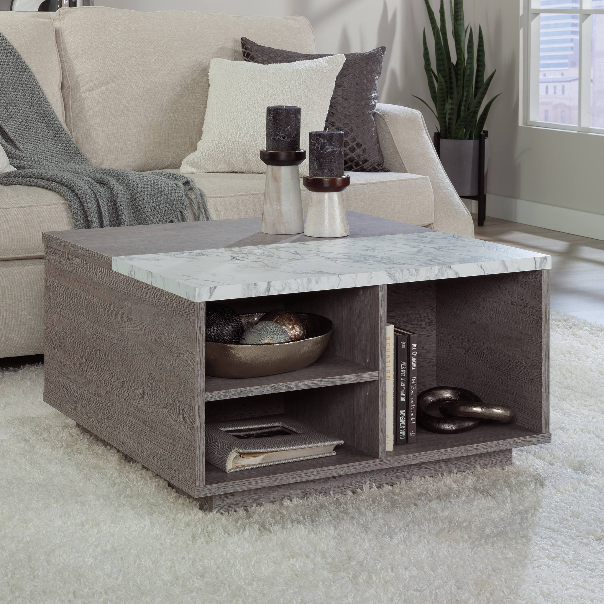 Front. Sauder - East Rock Lift Top Coffee Table Ao - Ashen Oak.