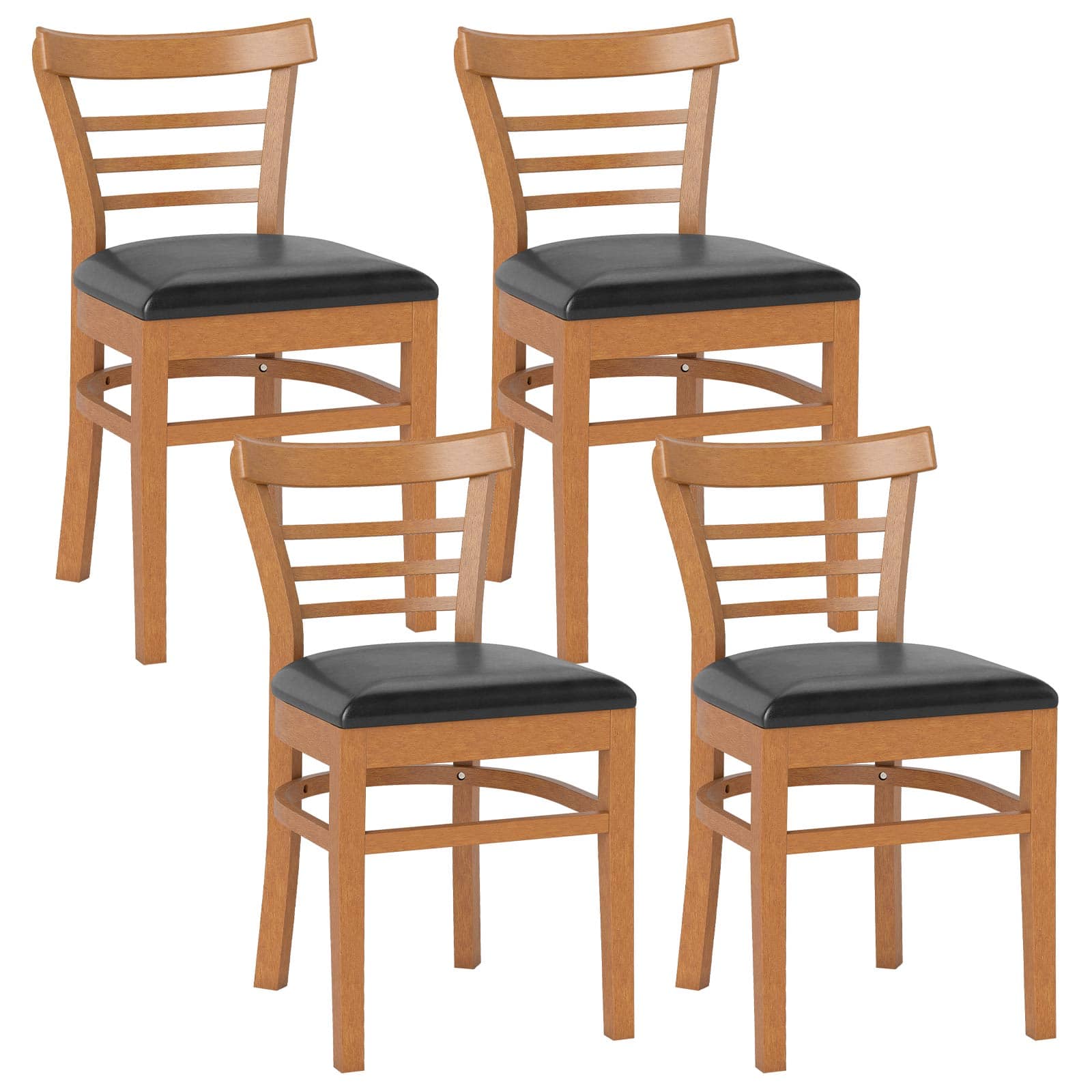 Gymax - Modern Dining Chair Set of 4 Upholstered Kitchen Chair w/Rubber Wood Legs - Brown