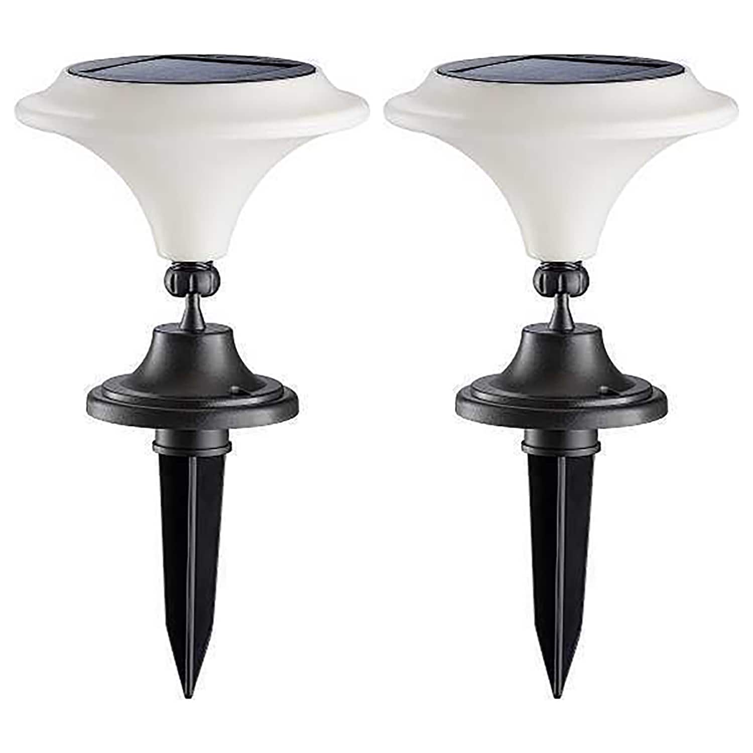 MAXSA Innovations - Solar-Powered Integrated-LED Outdoor Martini Lamp Lights, 25 Lumens, 2 Pack - White