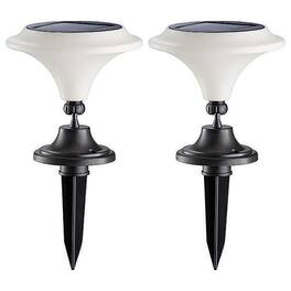 MAXSA Innovations - Solar-Powered Integrated-LED Outdoor Martini Lamp Lights, 25 Lumens, 2 Pack - White