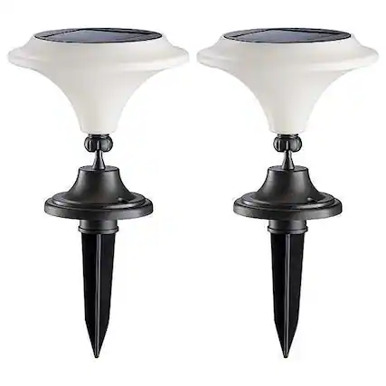 Front. MAXSA Innovations - Solar-Powered Integrated-LED Outdoor Martini Lamp Lights, 25 Lumens, 2 Pack - White.