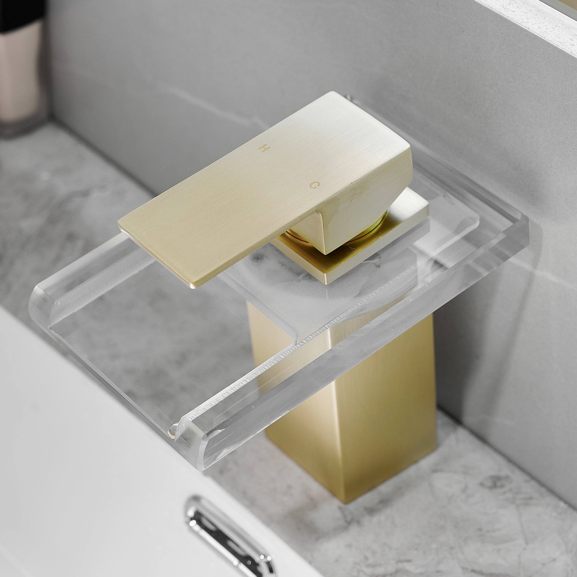 Alt View 8. Boyel Living - Brass Single Handle Single Hole Bathroom Faucet Brushed Gold with LED Temperature Sensor and Supply Hoses Easy Install - Brushed Gold.