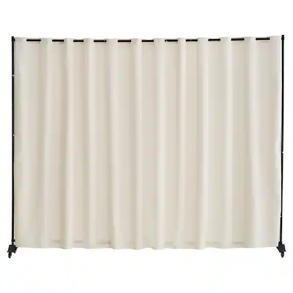 Front. VEVOR - Room Divider, Portable Panel Room Divider with Wheels Curtain Divider Stand, Freestanding Room Divider Privacy Screen - Beige.