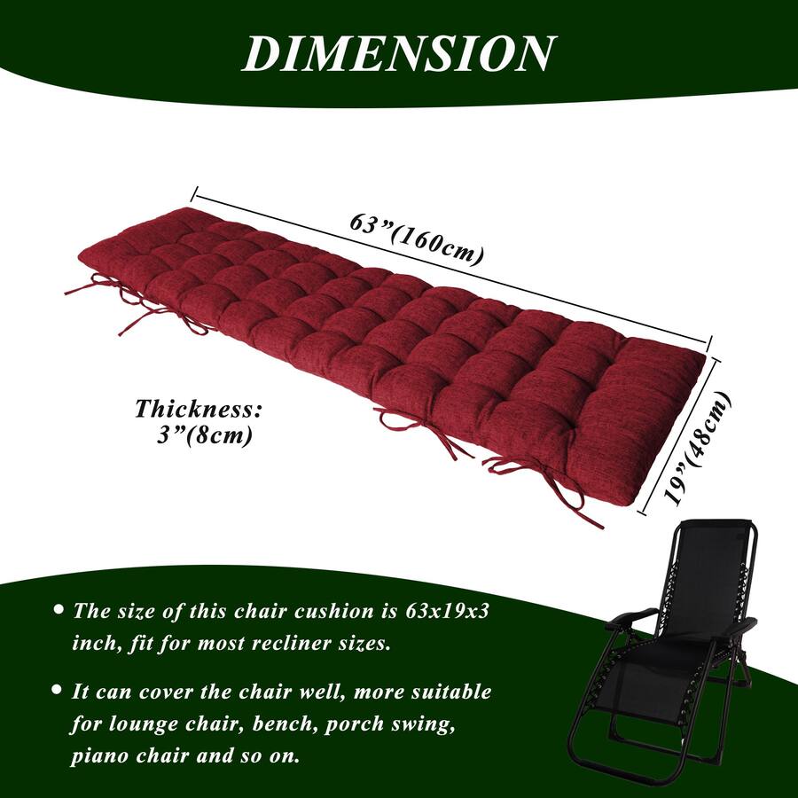 Dormette JETRANSPORT Lounge Chair Cushion Faux Linen Chaise With Ties Indoor ...