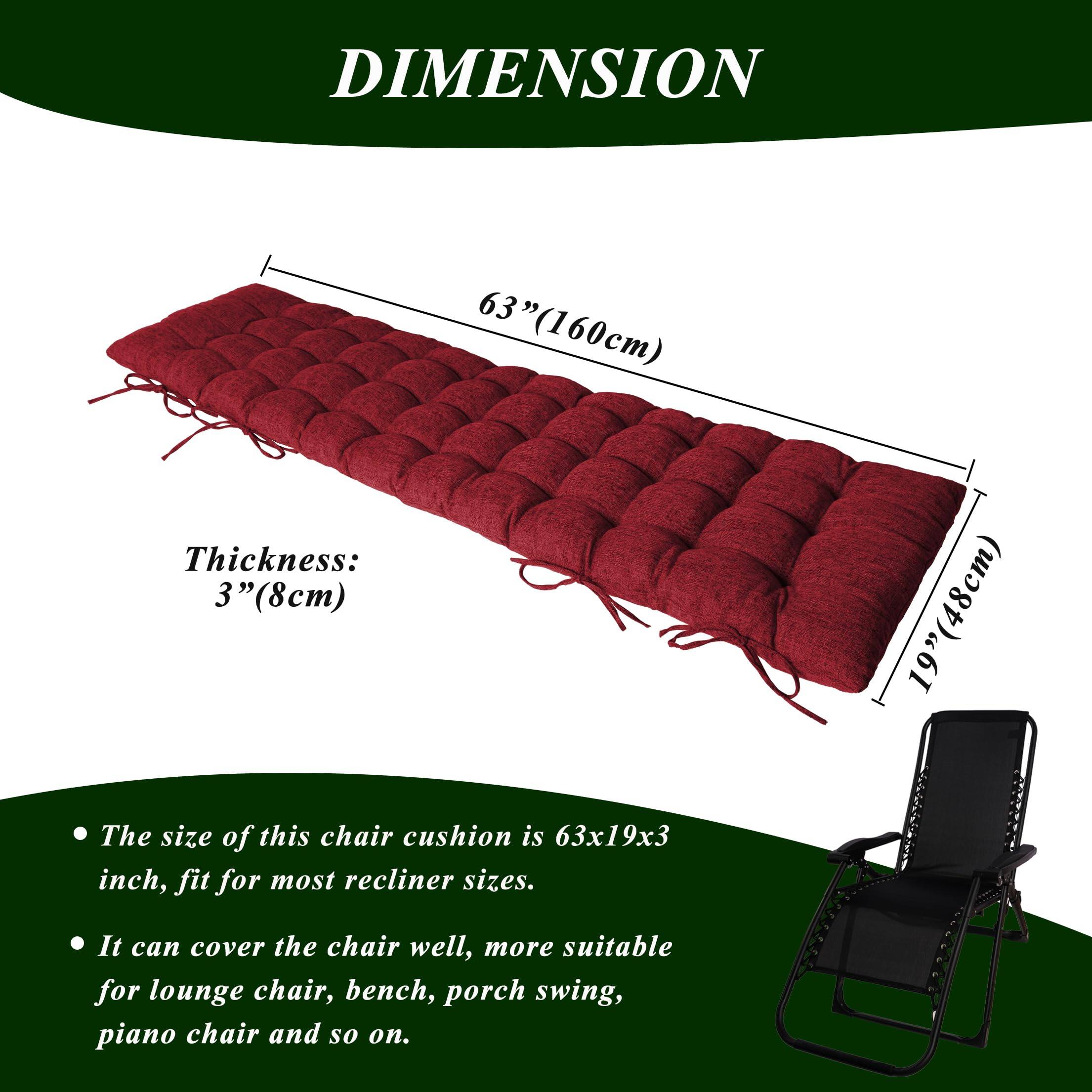 JETRANSPORT Lounge Chair Cushion Faux Linen Chaise With Ties Indoor ...