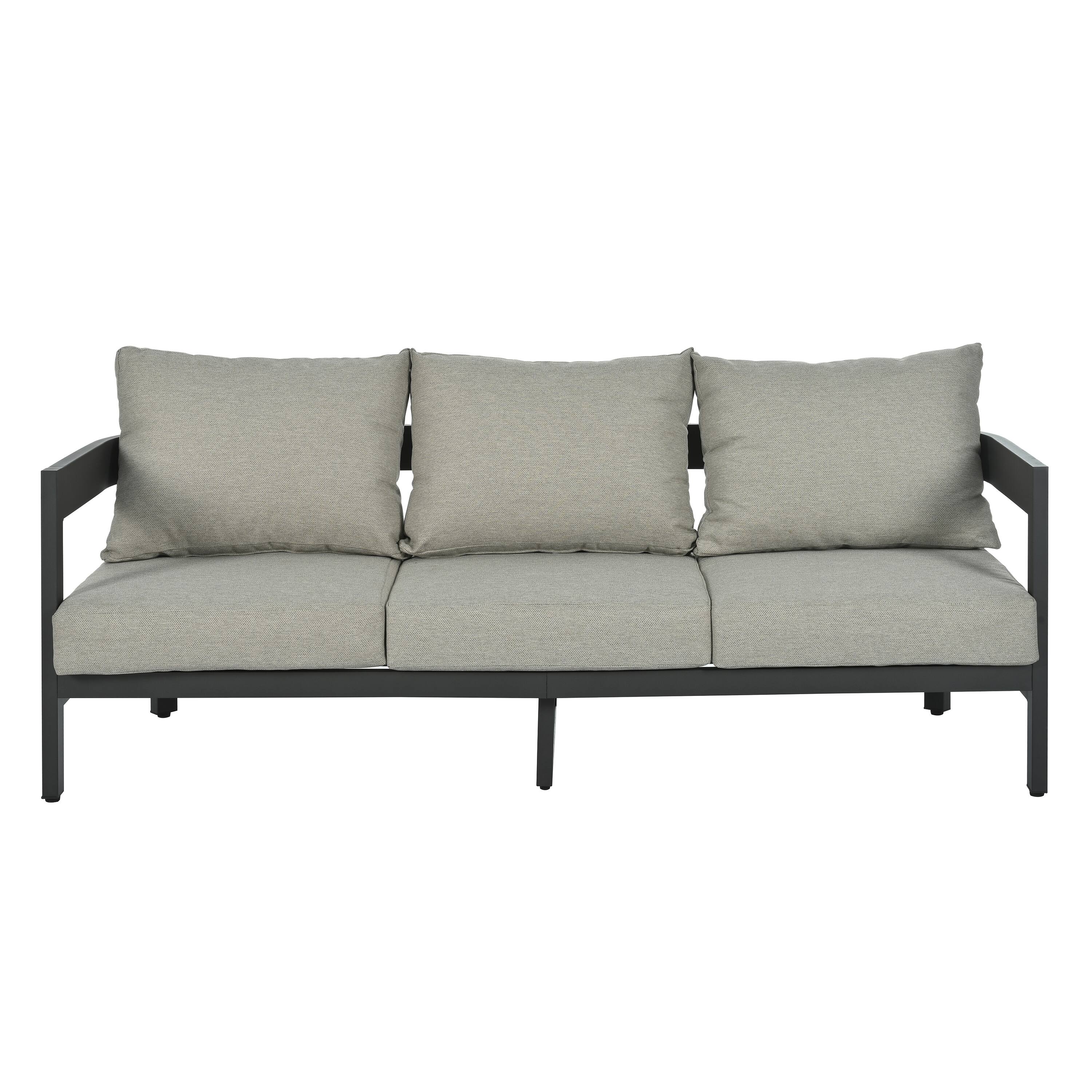 Alt View 4. Mondawe - 4-Piece Outdoor Seating Set with Thick Cushions - Light Gray.