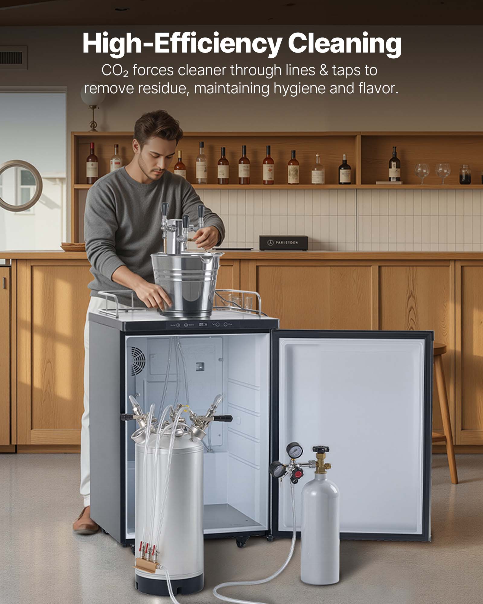 High-Efficiency Cleaning  
CO₂ forces cleaner through lines & taps to remove residue, maintaining hygiene and flavor.  
PARLEIDEN  
22.4