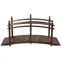 Outsunny - Fir Wood Garden Bridge Arc Walkway with Side Railings, Perfect for Backyards, Gardens - Carbonized
