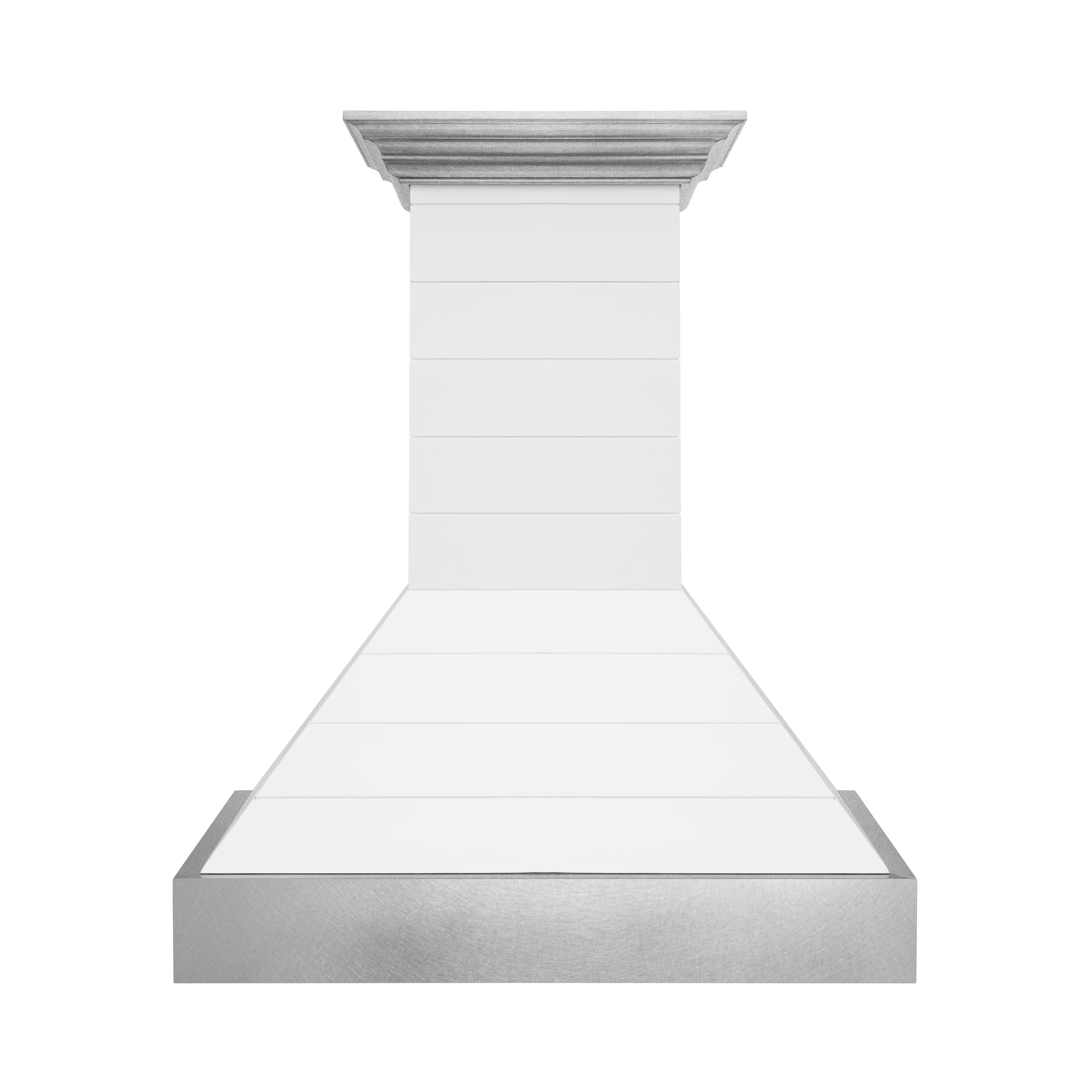 Front. ZLINE - ZLINE 36 in. Wooden Wall Mount Range Hood in Rustic Shiplap Bright White Finish with Stainless Steel Accents (365WW-36) - White.