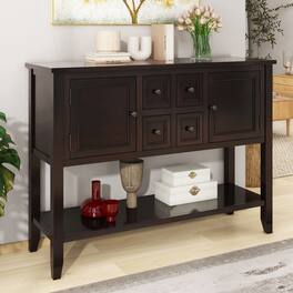 Whisen - Console Table with 4 Drawers, Storage Cabinets and Bottom Shelf for Entryway - Espresso