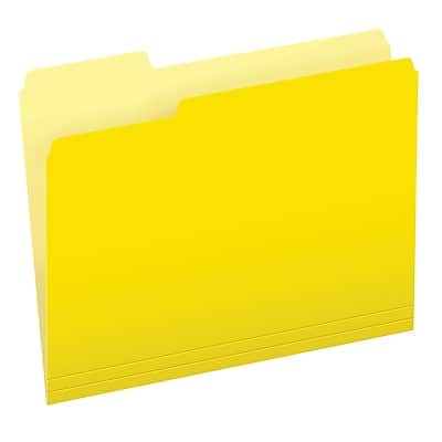 Pendaflex - Recycled File Folder, 1/3-Cut Tab, Assorted, Letter Size, 100/Box - Yellow