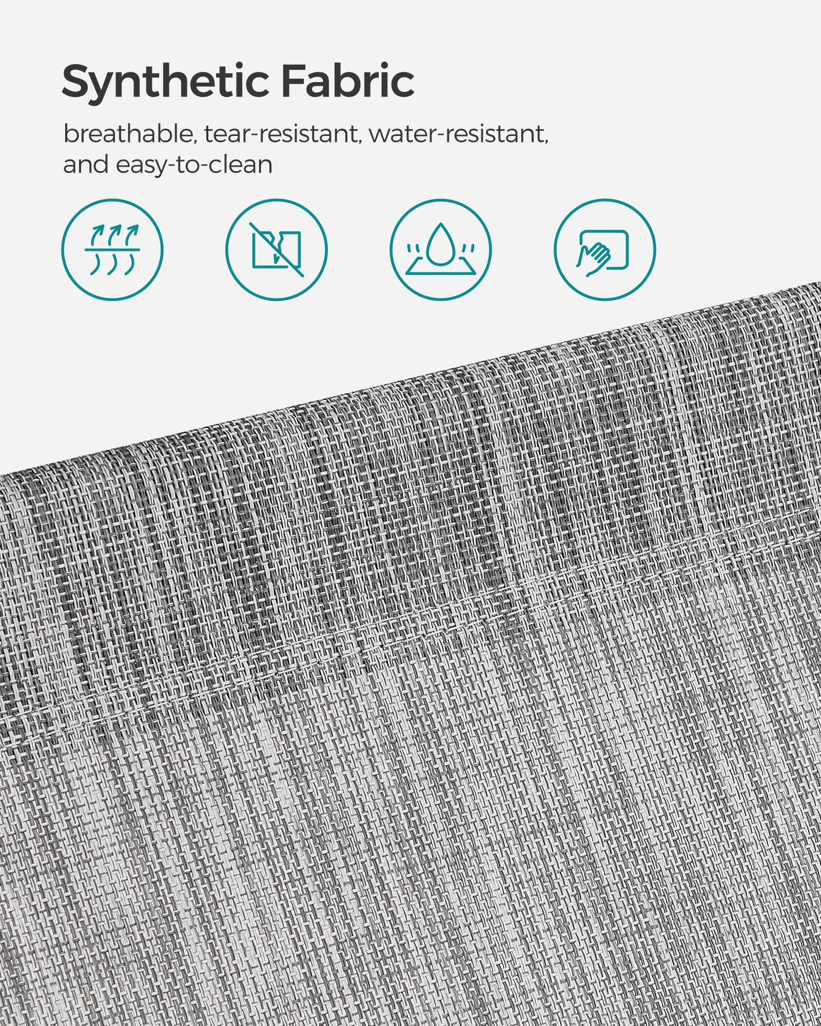 Synthetic Fabric  
breathable, tear-resistant, water-resistant, and easy-to-clean