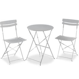 Best Choice Products - 3-Piece Small Bistro Set, Folding Patio Furniture Set of 2 Chairs and Table - Gray