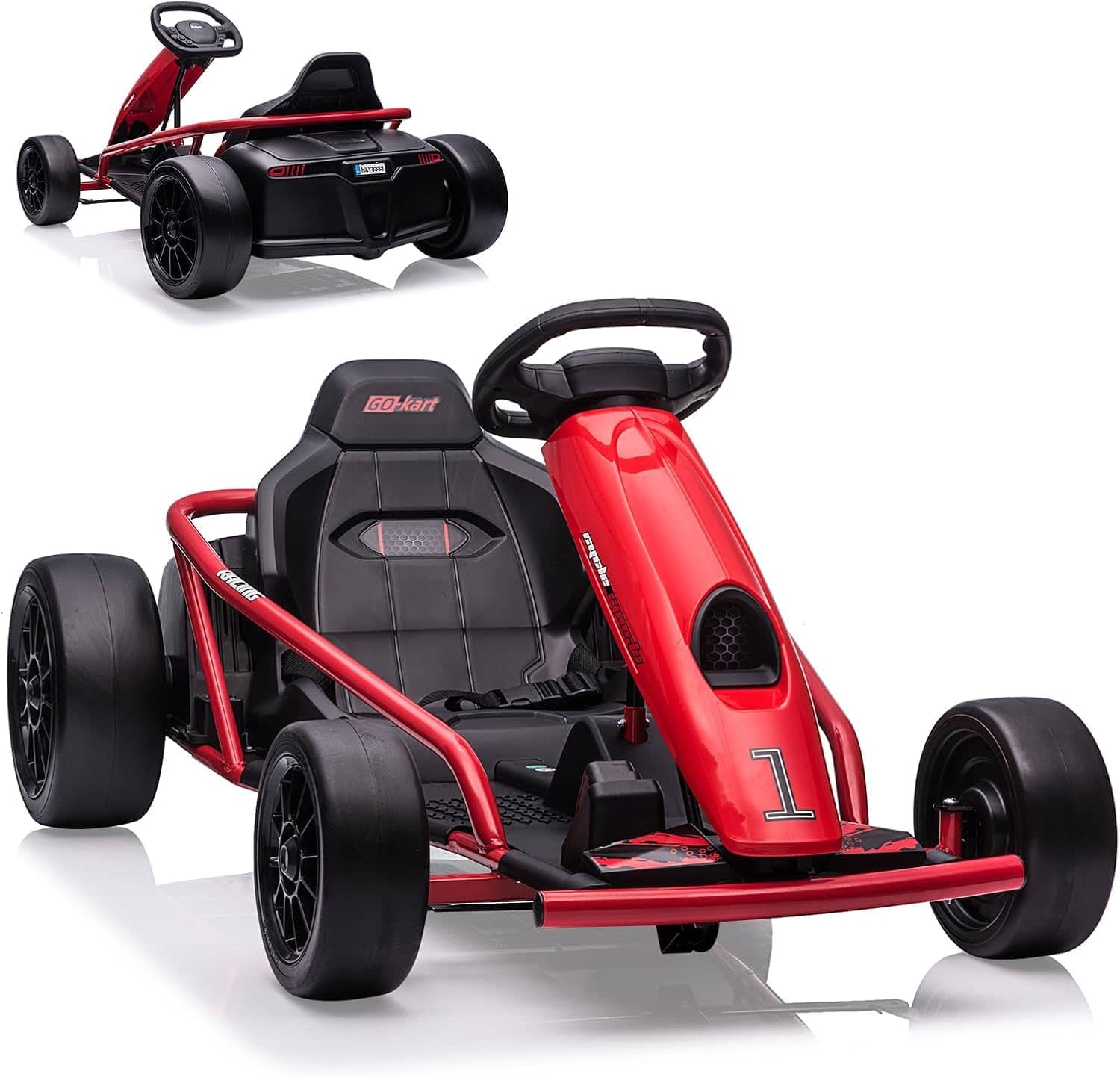 Jojoka - 24V Kids Go-Kart, High-Speed Electric Go Kart for Kids with 2 Powerful Motors, Parental Speed Control