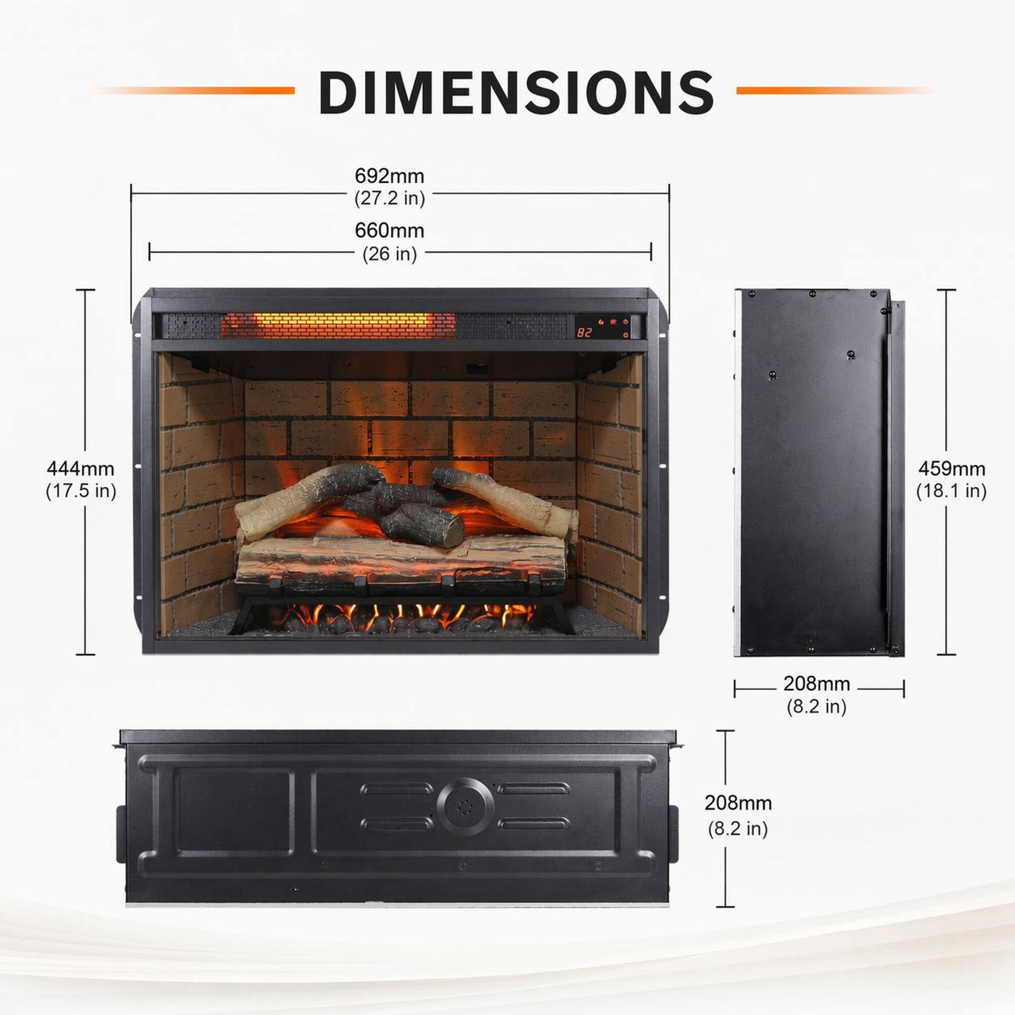 DIMENSIONS

692mm (27.2 in)  
660mm (26 in)  
444mm (17.5 in)  
459mm (18.1 in)  
208mm (8.2 in)  
208mm (8.2 in)