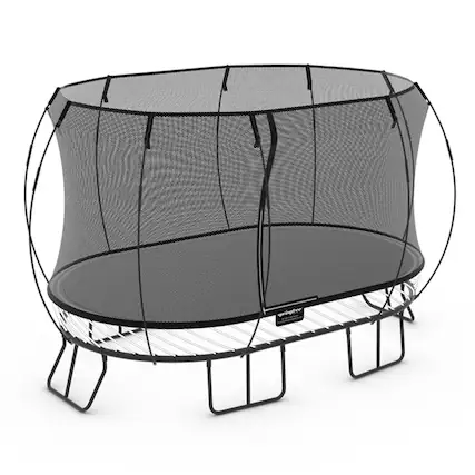 Front. Springfree Trampoline - Springfree Trampoline Kids Outdoor Large Oval 8 x 13' Trampoline with Enclosure - Black.