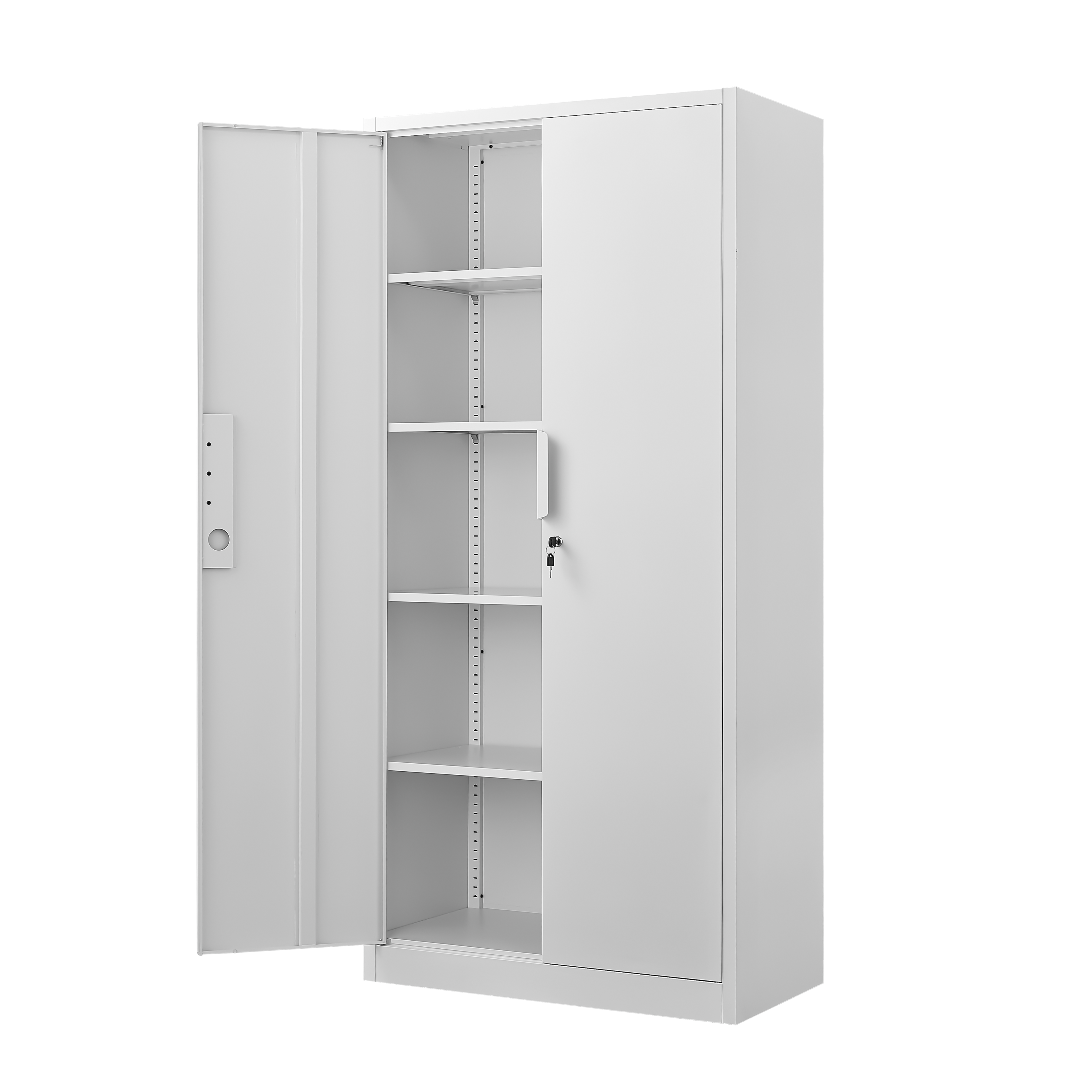 Alt View 4. GOODSILO - Large 2-Door File Storage Cabinet with Lock and Adjustable Shelves for Office Organization and Document Management - White.