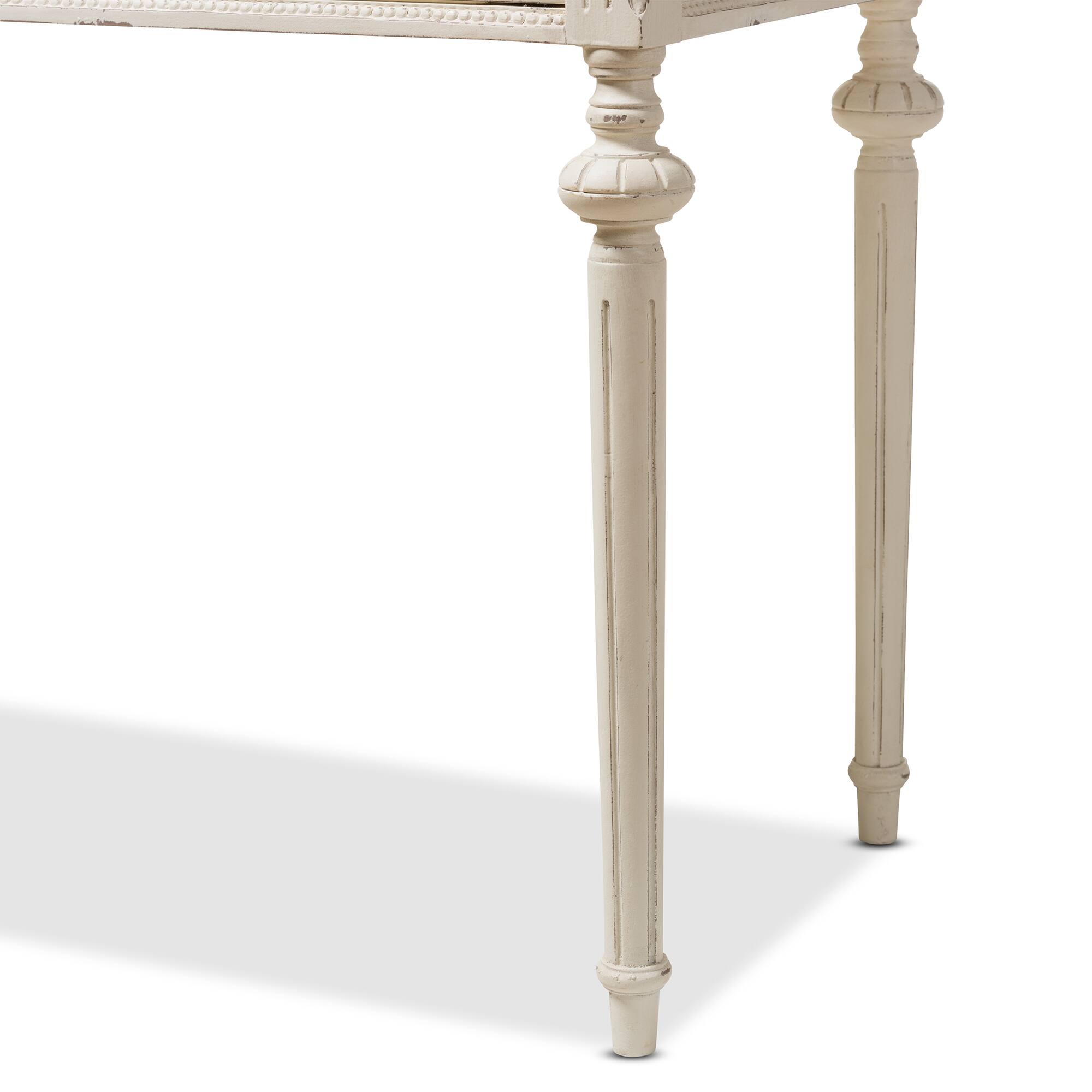 Alt View 2. Baxton Studio - Marquetterie French Provincial Writing Desk - White/Natural.