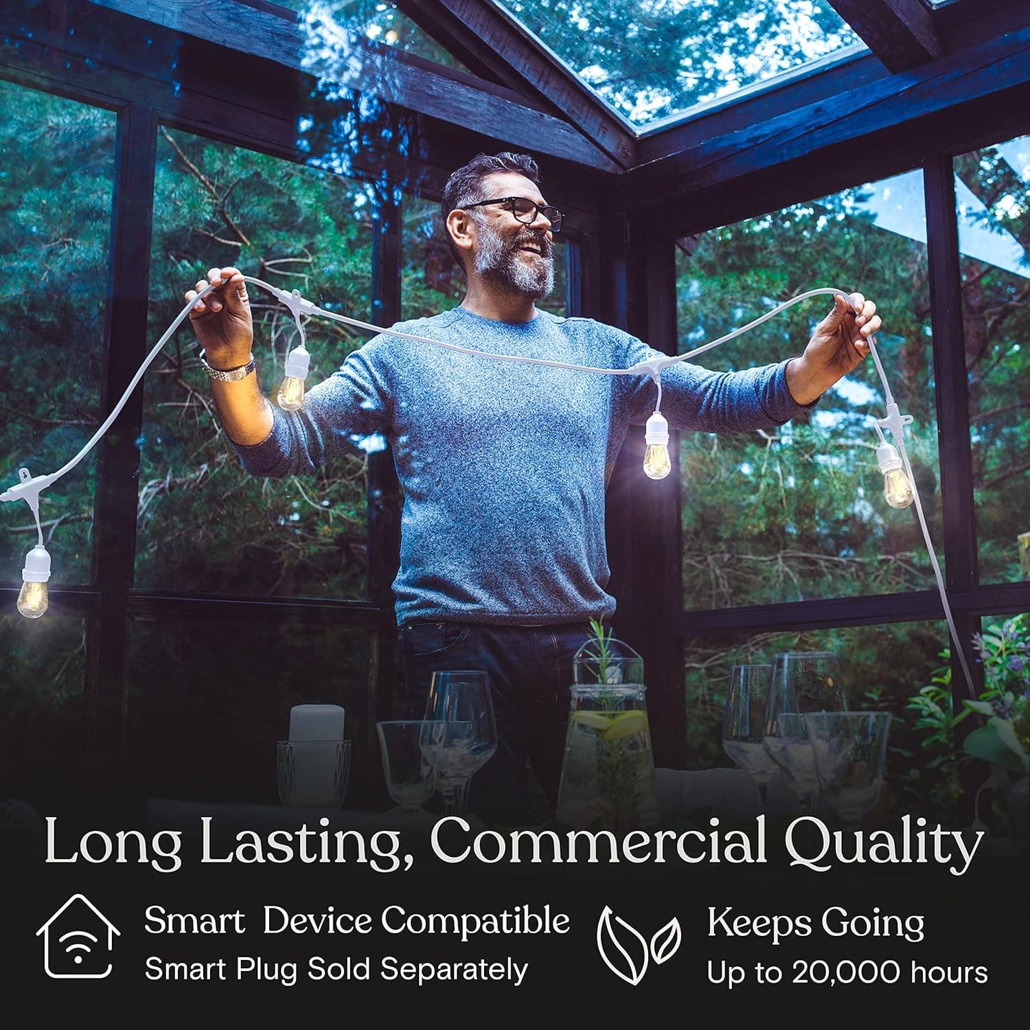 Long Lasting, Commercial Quality  
Smart Device Compatible  
Smart Plug Sold Separately  
Keeps Going  
Up to 20,000 hours