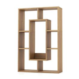 Kadyn - Bookcase Book Shelf,Storage Shelf Unit Plant Stand,7-Cube Geometric Bookshelf Modern Decorative Open Bookcase-Natural - Brown