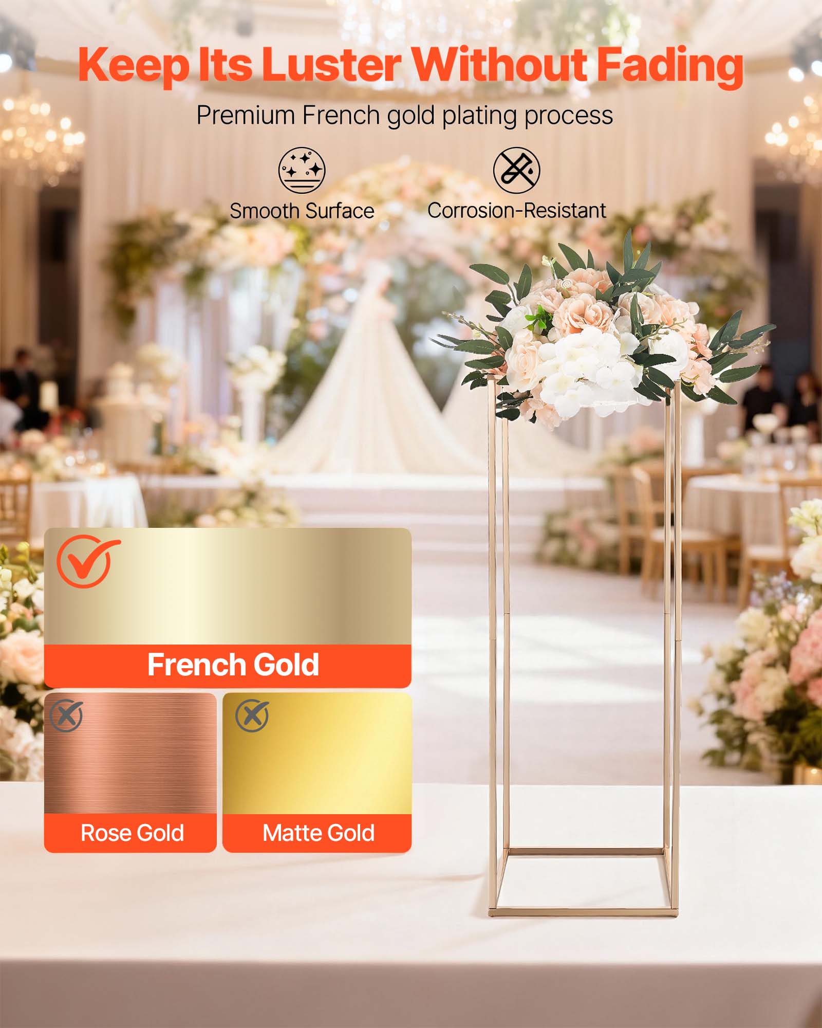 Keep Its Luster Without Fading

Premium French gold plating process

Smooth Surface

Corrosion-Resistant

French Gold

Rose Gold

Matte Gold