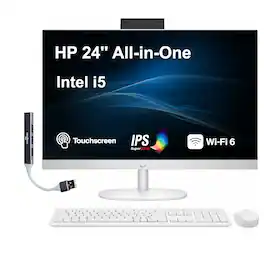 HP - 24 All-in-One 23.8 FHD Display (i5-1334U, 16GB, 512GB SSD, Intel UHD, WiFi 6, Webcam, Win 11 Pro) w/USB Hub - Shell White